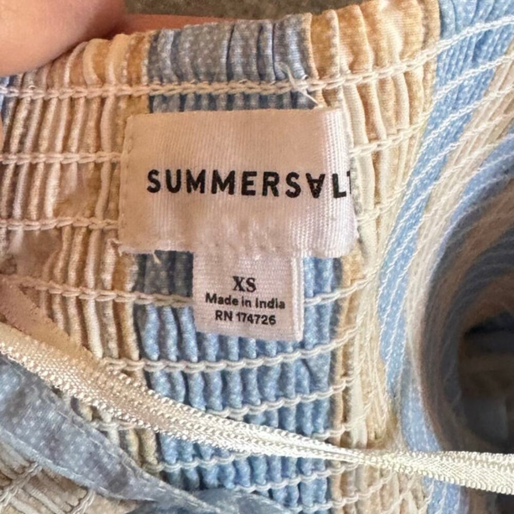 Summersalt Striped Smocked Dress – XS, Blue/White, Bow Back, Coastal Vibes - Picture 2 of 4